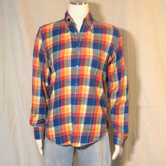 Gant Blue Orange Yellow Plaid Shirt S - Picture 2 of 8
